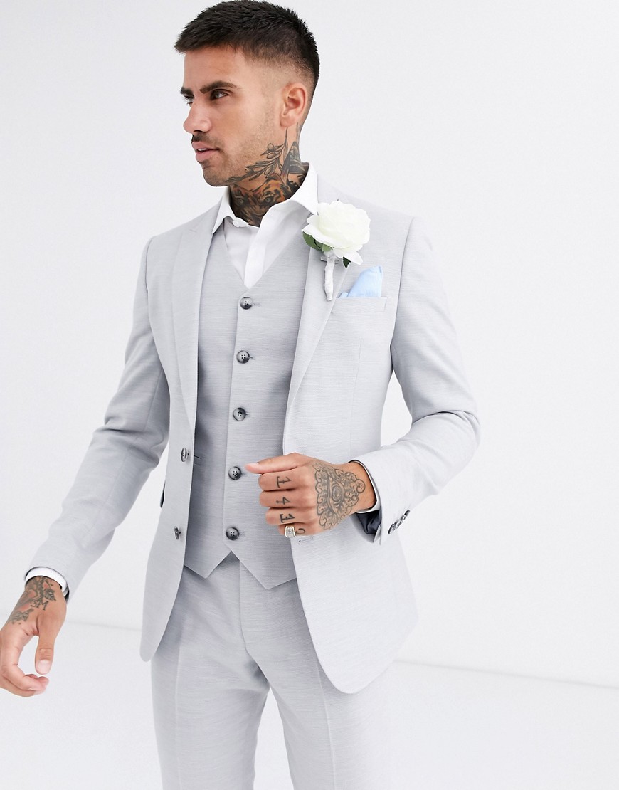 Mariage - Veste de costume ultra ajustée micro-texturée gris glacé - Homme  grand - Sélection grandshopping.fr